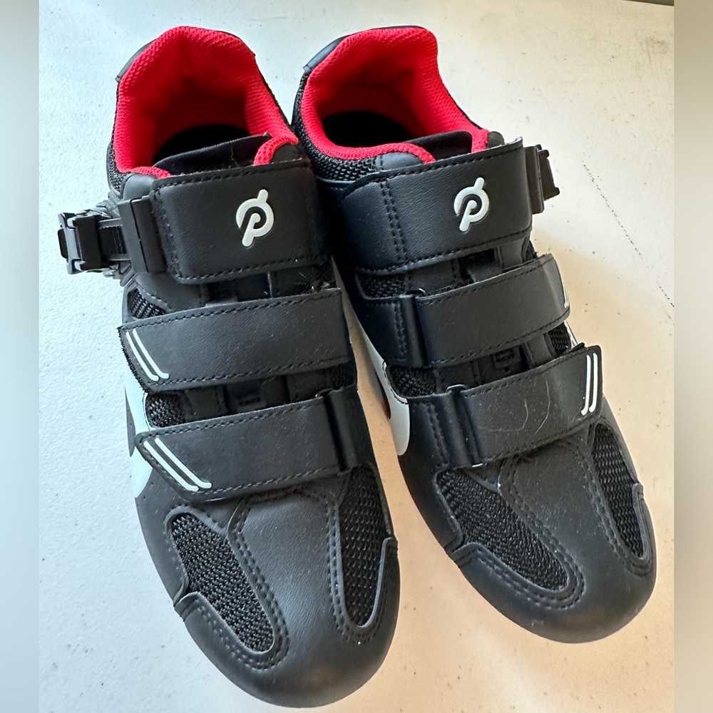 Peloton Black and Red Women's Athletic Cycling Shoes